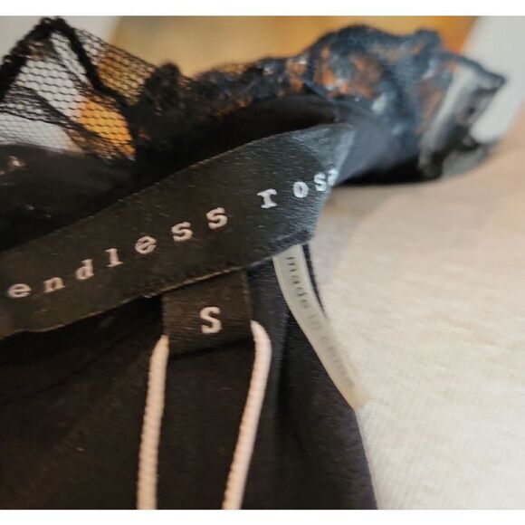 Endless Rose Black Sheer Embellished Blouse Size S NWT - Picture 7 of 7